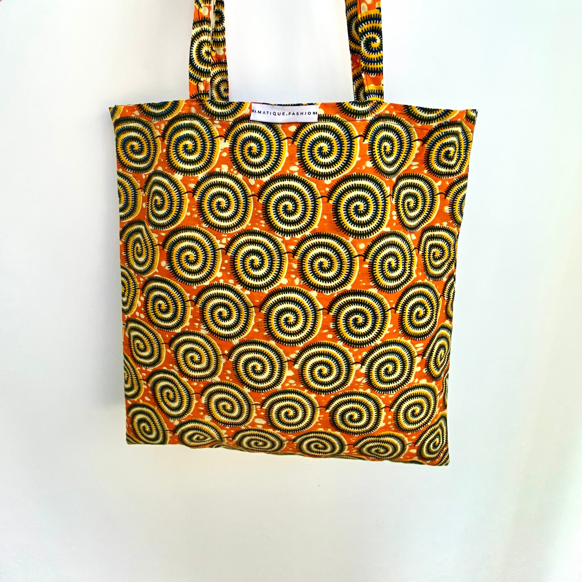 tote bag with swirl pattern